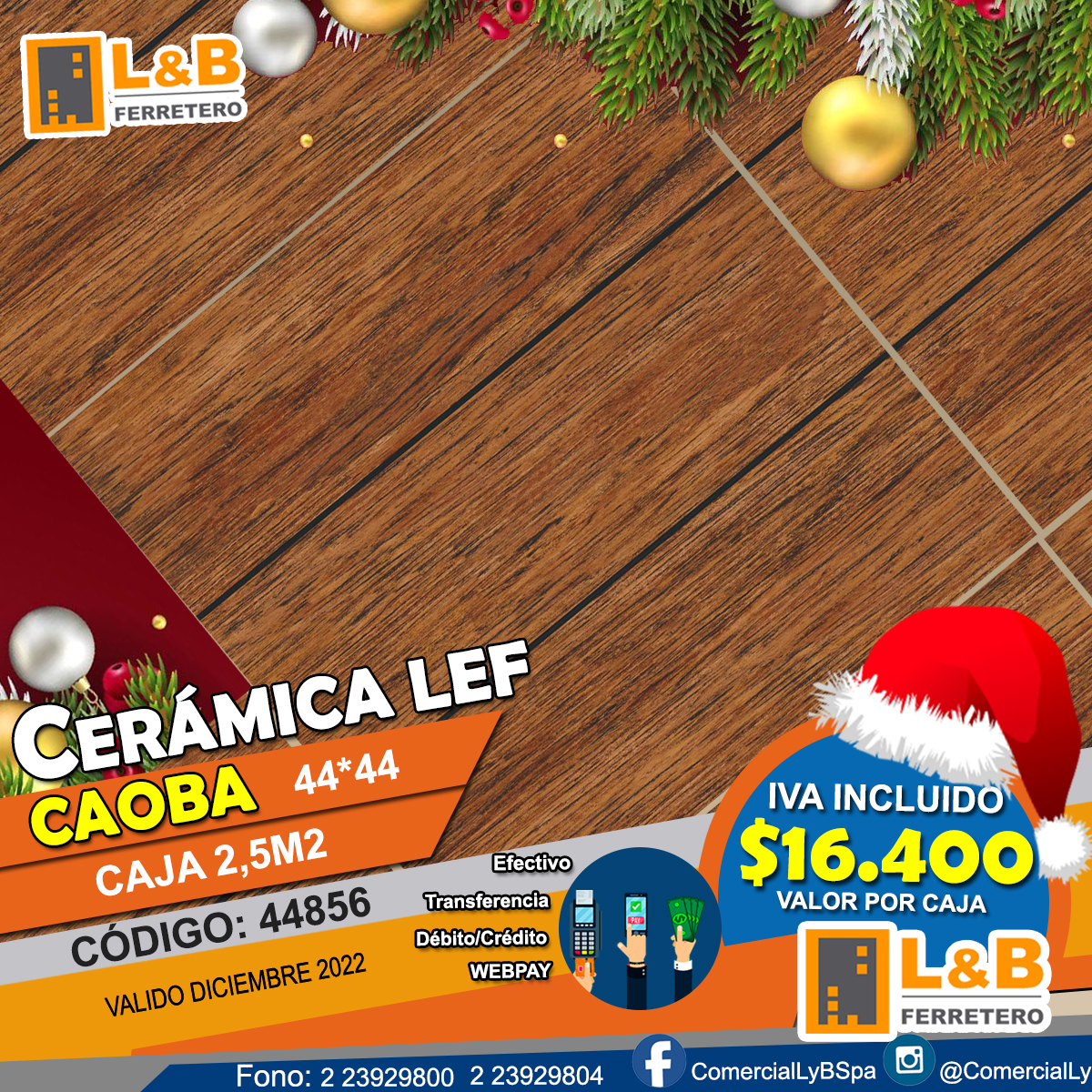Ceramica LEF 44*44 GR44856 CAOBA caja de 2,5M2