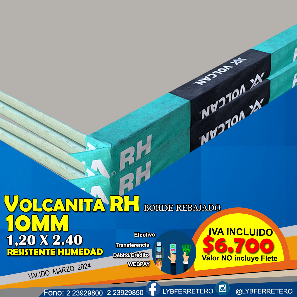 Volcanita RH  BR 10MM 1.20x2.40