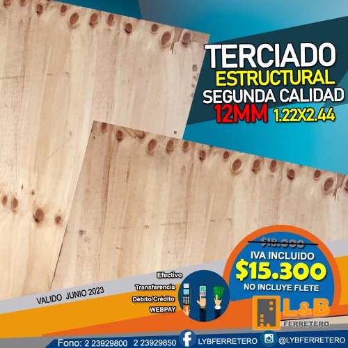 Terciado estructural 12mm segunda calidad